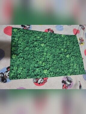 Set of 4 Shamrock Clover Fabric Quilted Placemats Green St Patrick's Day